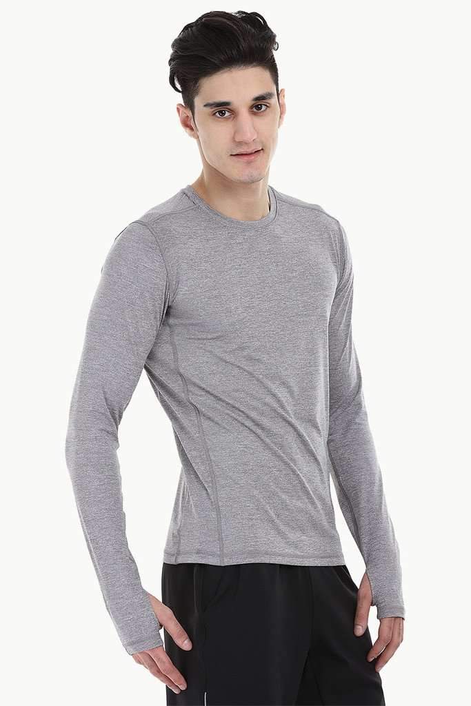 Melange Performance Wear Stretch Tee With Thumb Hole