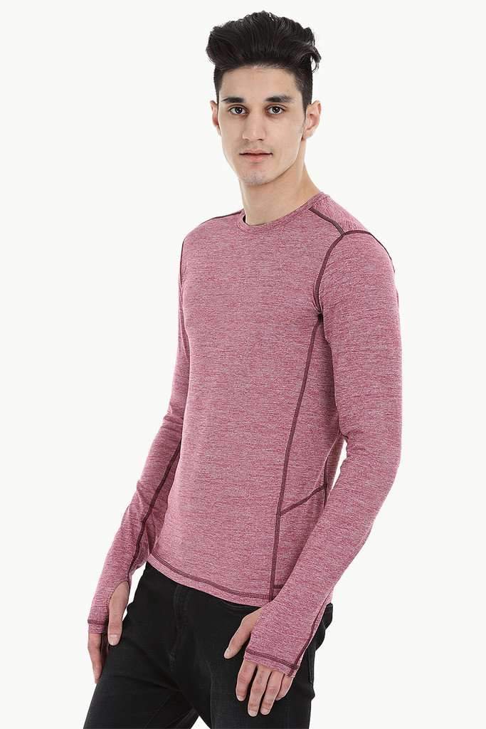 Melange Performance Wear Stretch Tee With Thumb Hole