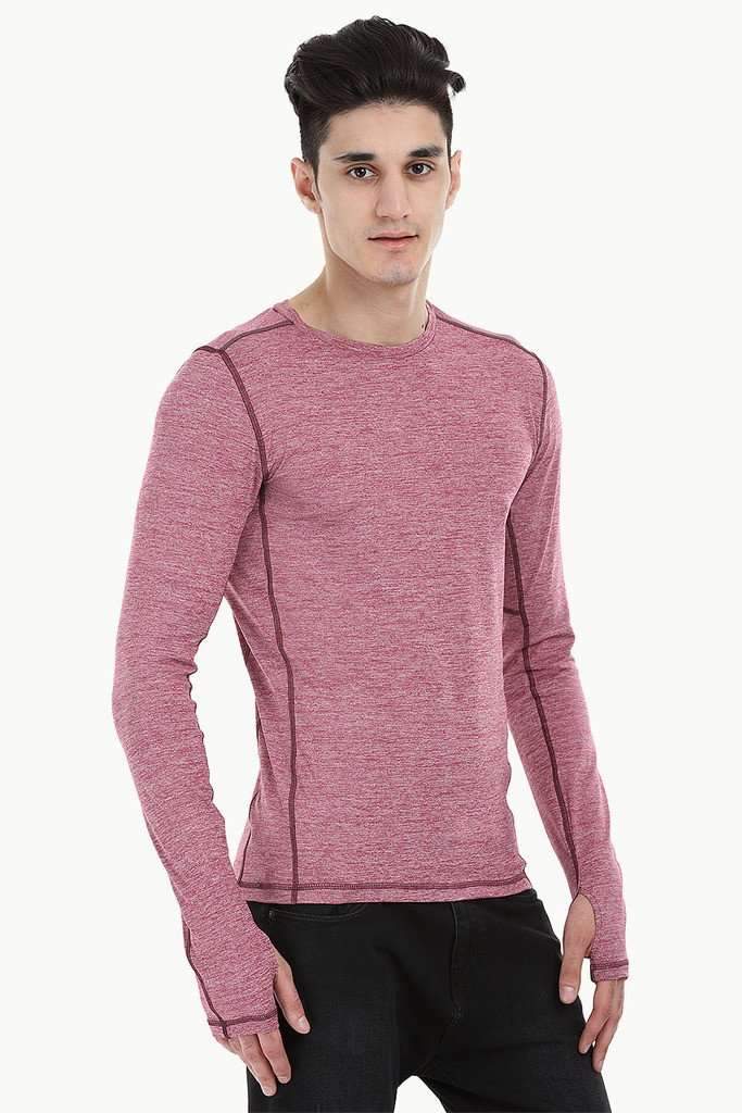 Melange Performance Wear Stretch Tee With Thumb Hole