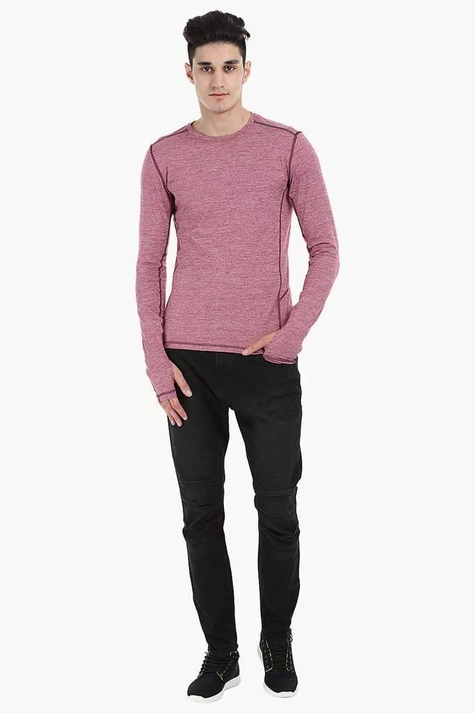 Melange Performance Wear Stretch Tee With Thumb Hole