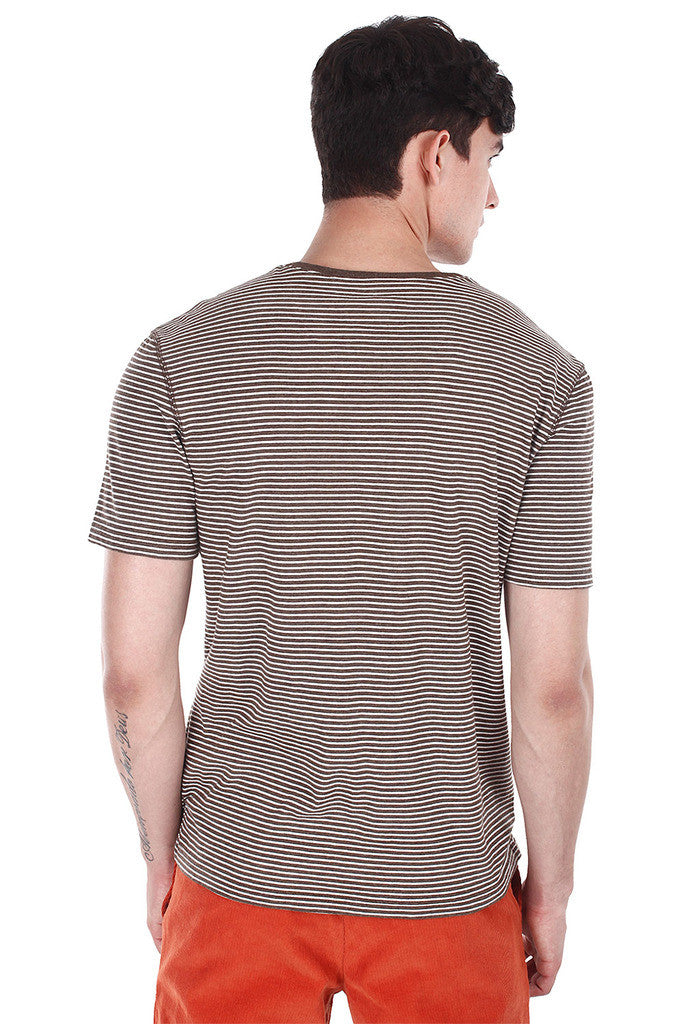 Melange Striped V Neck T-Shirt