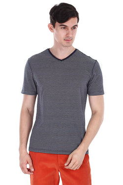 Melange Striped V Neck T-Shirt