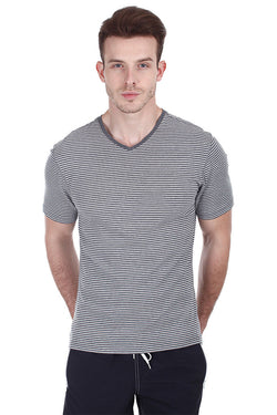 Melange Striped V Neck T-Shirt