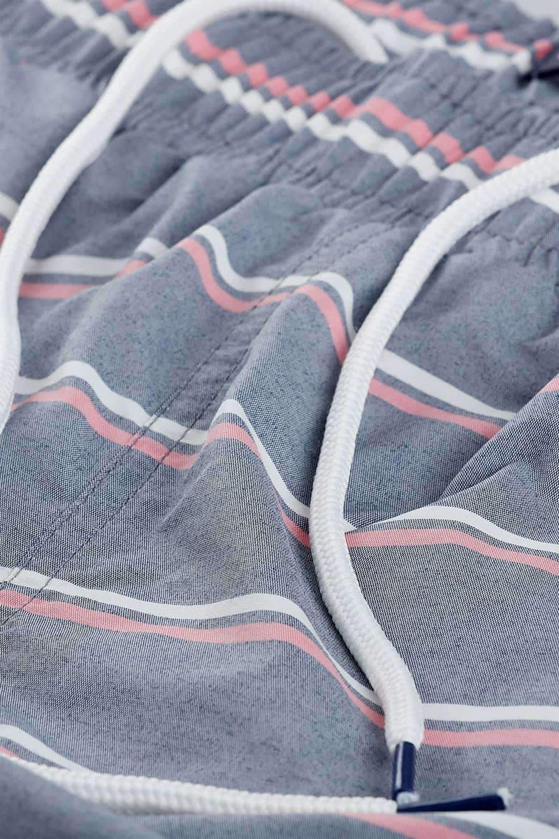 Mens Dull Blue Stripe Quickdry Swimshorts