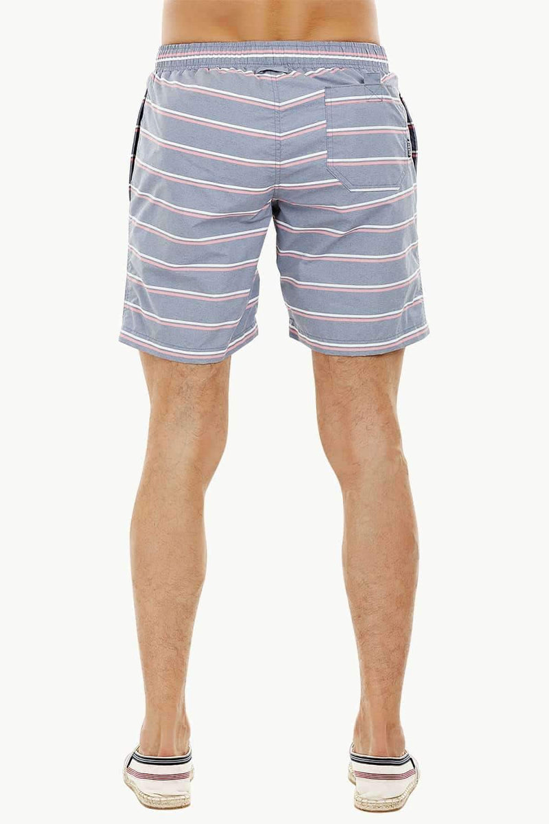 Mens Dull Blue Stripe Quickdry Swimshorts