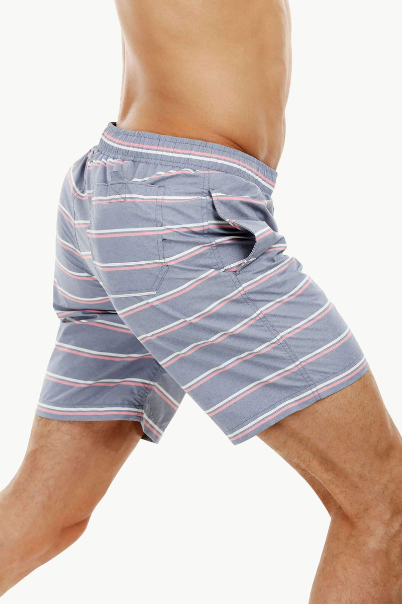 Mens Dull Blue Stripe Quickdry Swimshorts