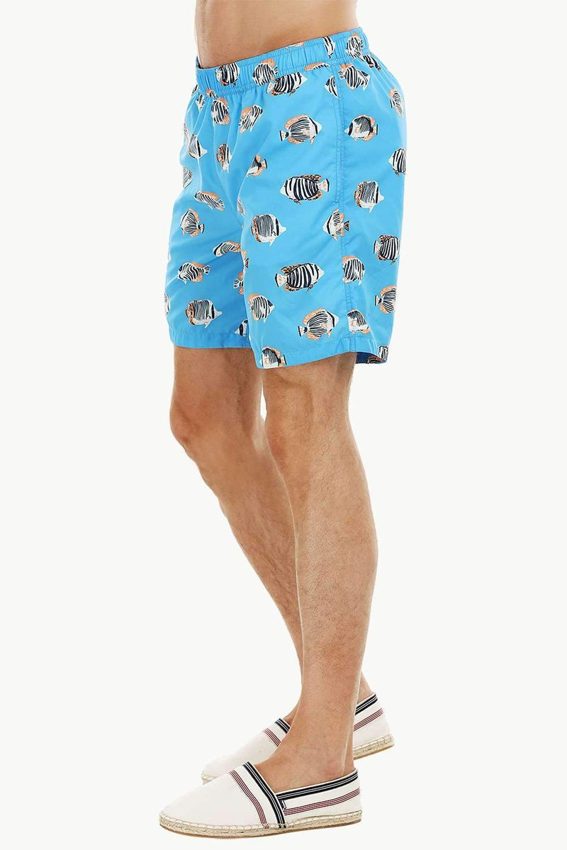 Mens Fish Print Quickdry Swimshorts