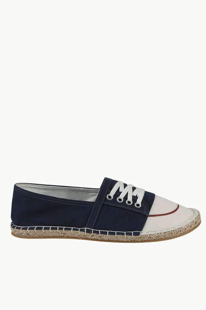 Mock Lace Up Navy Espadrilles