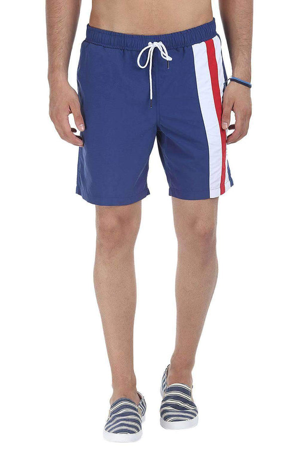 Quick Dry Swim Shorts With Stripes On One Side