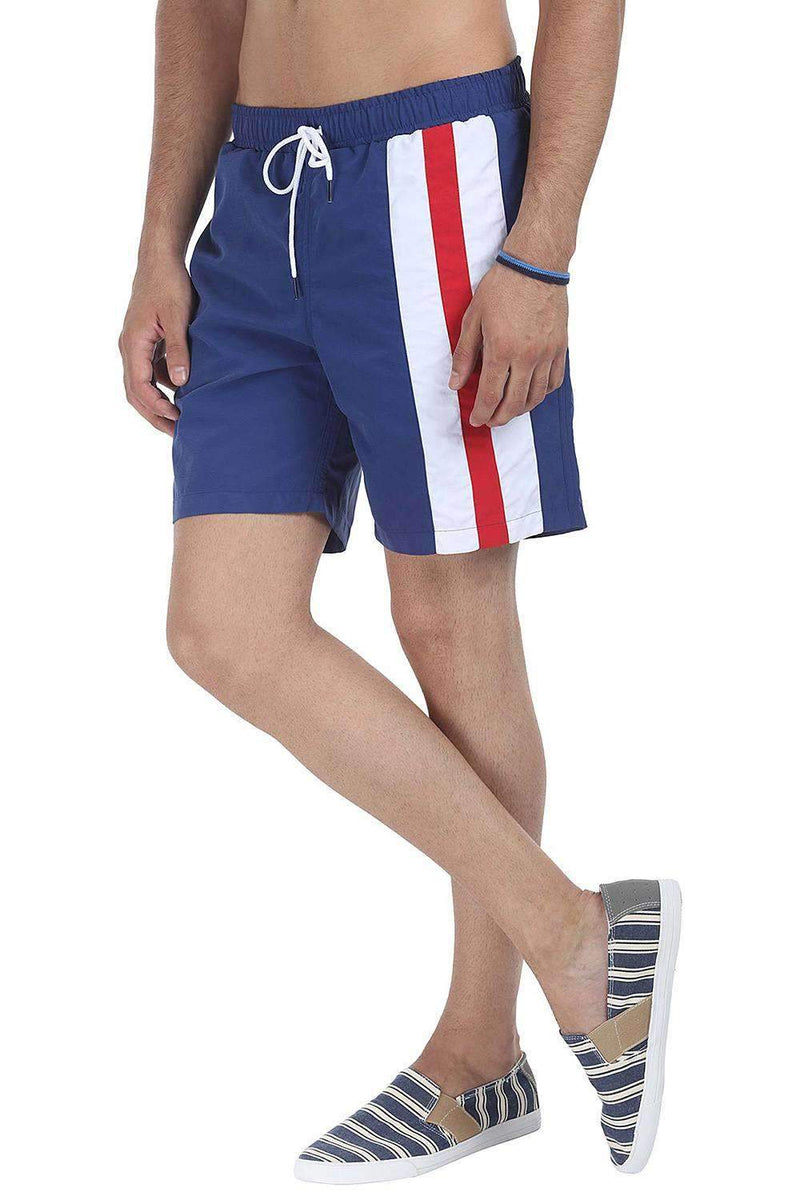 Quick Dry Swim Shorts With Stripes On One Side
