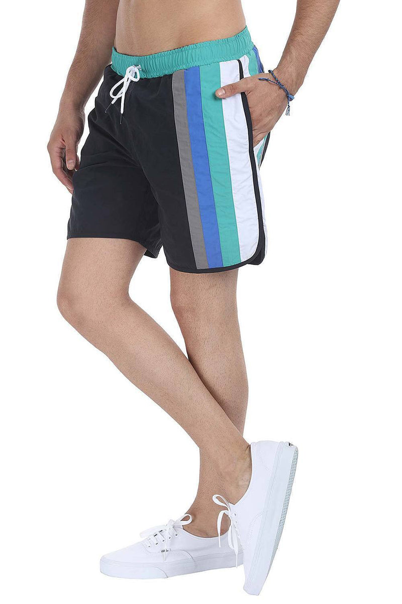 Multi-Colour Racing Stripes Swim Shorts