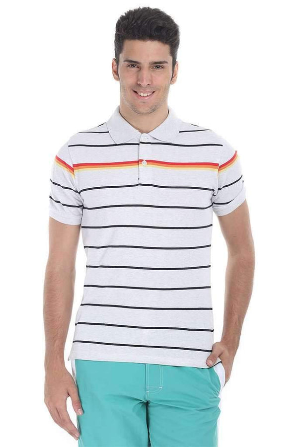 Multi Flat Stripe Heather Polo