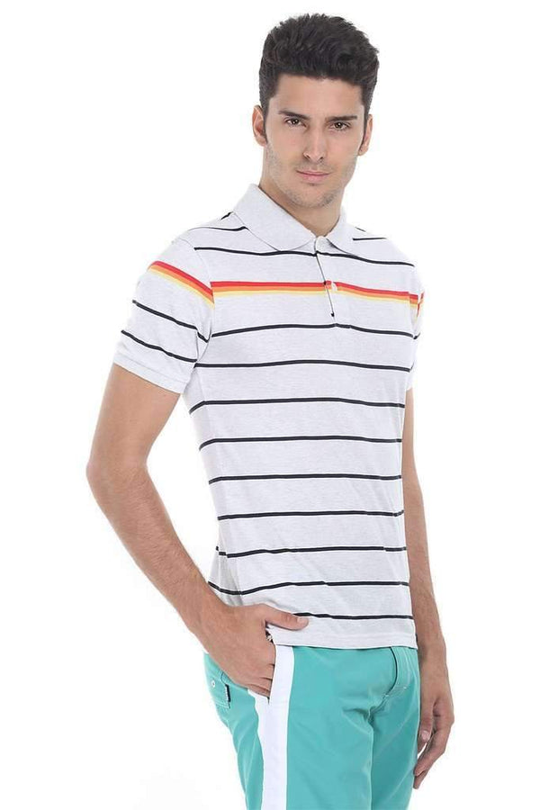 Multi Flat Stripe Heather Polo