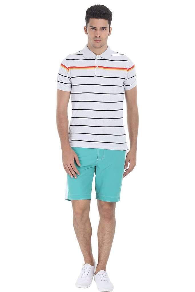 Multi Flat Stripe Heather Polo