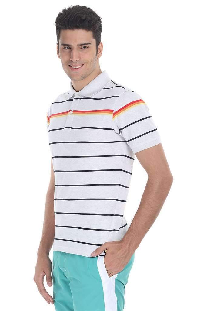 Multi Flat Stripe Heather Polo