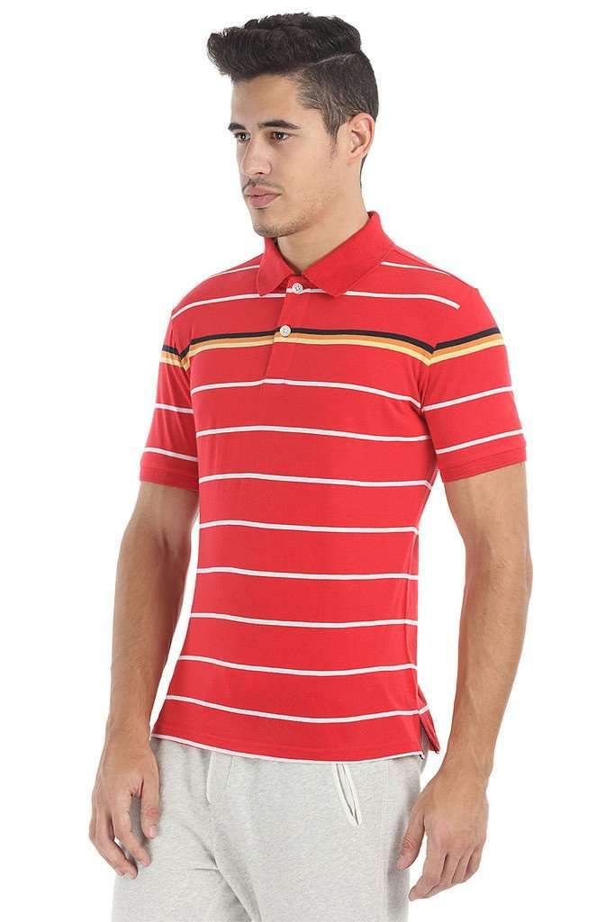 Multi Flat Stripe Heather Polo