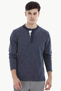 Nautical Striped Henley Sweatshirt