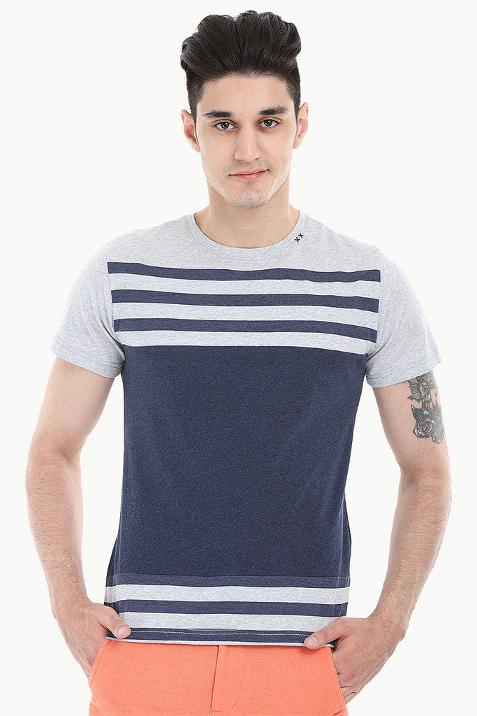 Navy And Grey Stripe Tee