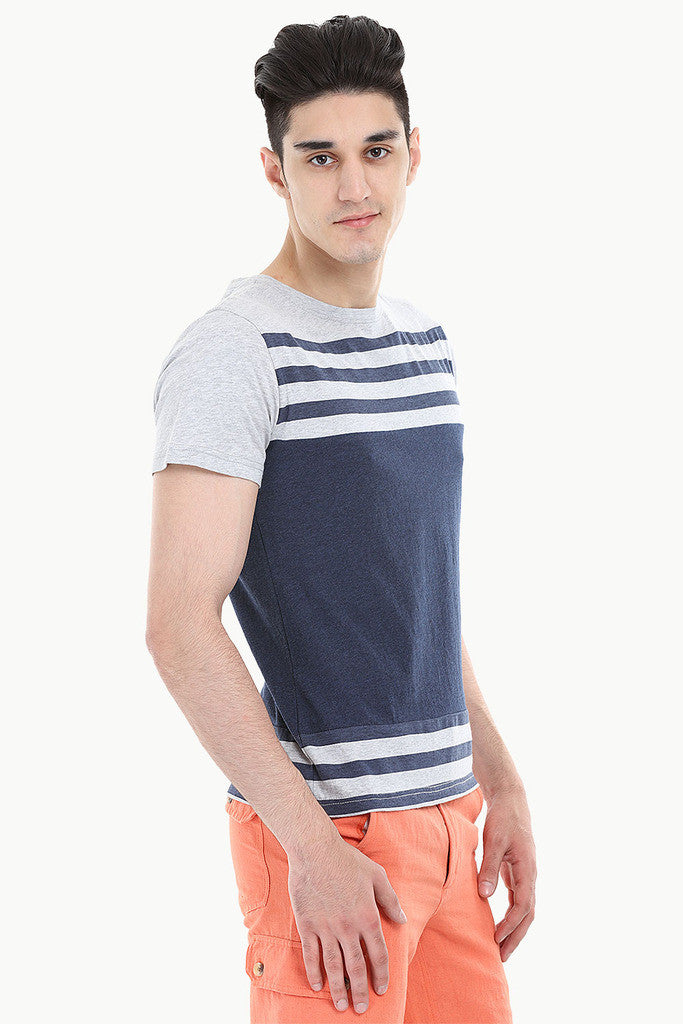 Navy And Grey Stripe Tee