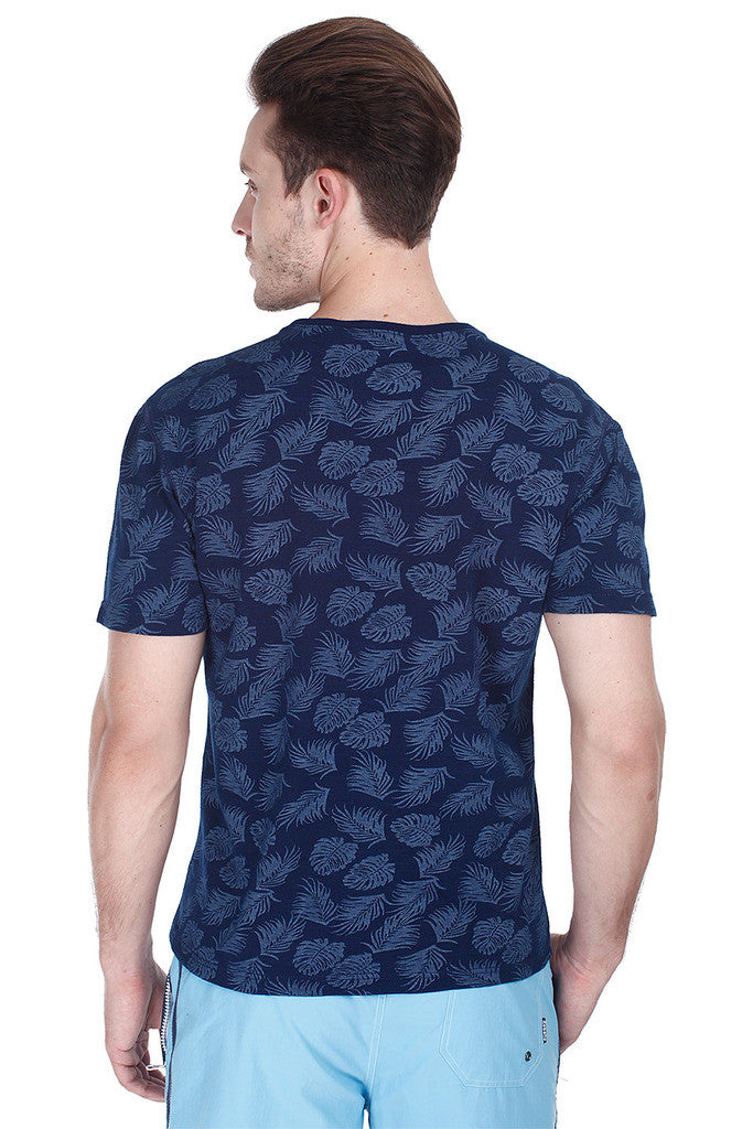 Navy Indigo Leaf Printed Tee