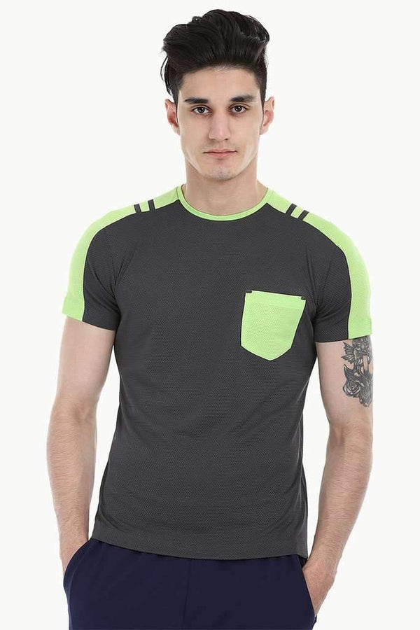 Neon Contrast Panel Performance Wear With Seamless Detail