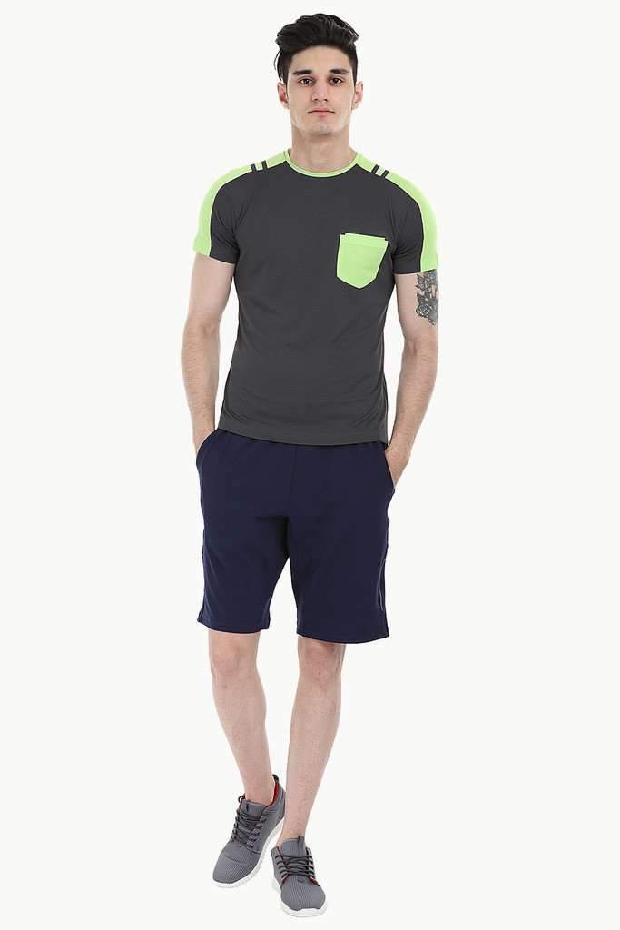 Neon Contrast Panel Performance Wear With Seamless Detail