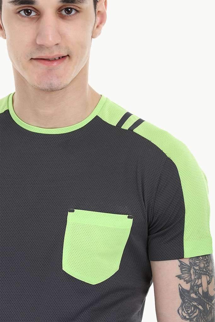 Neon Contrast Panel Performance Wear With Seamless Detail