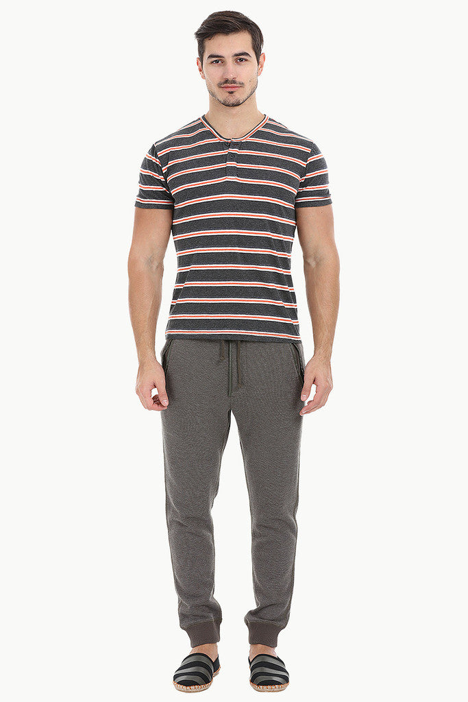 Orange And Grey Stripe Henley