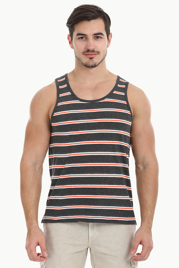 Orange And Grey Stripe Tank