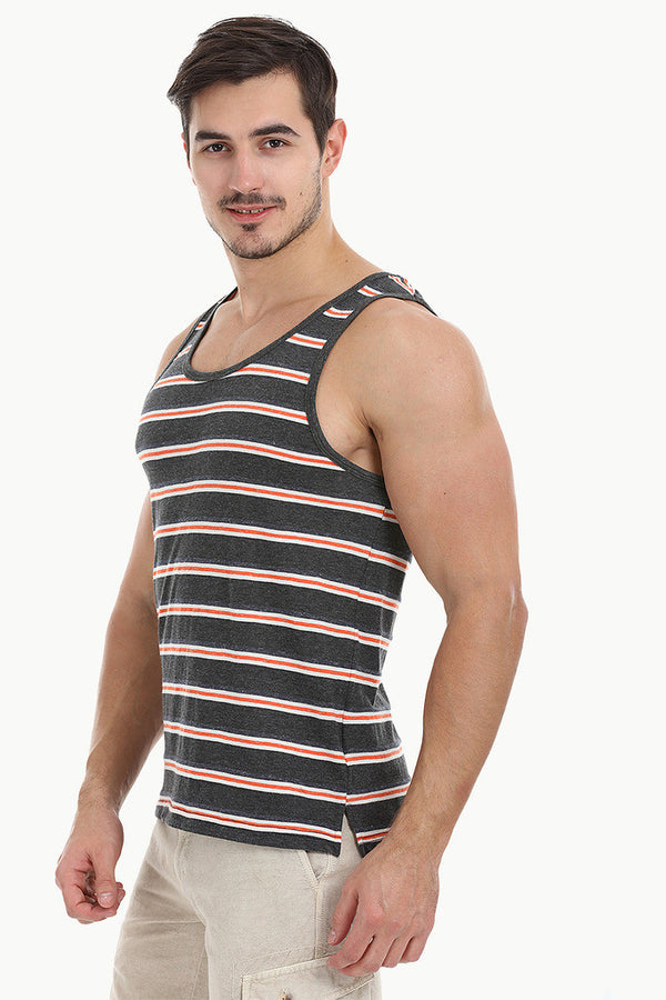 Orange And Grey Stripe Tank