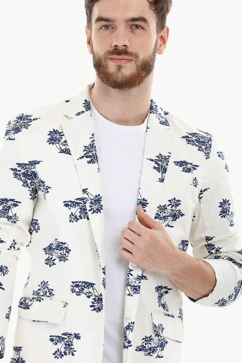 Palm Tree Print Summer Blazer