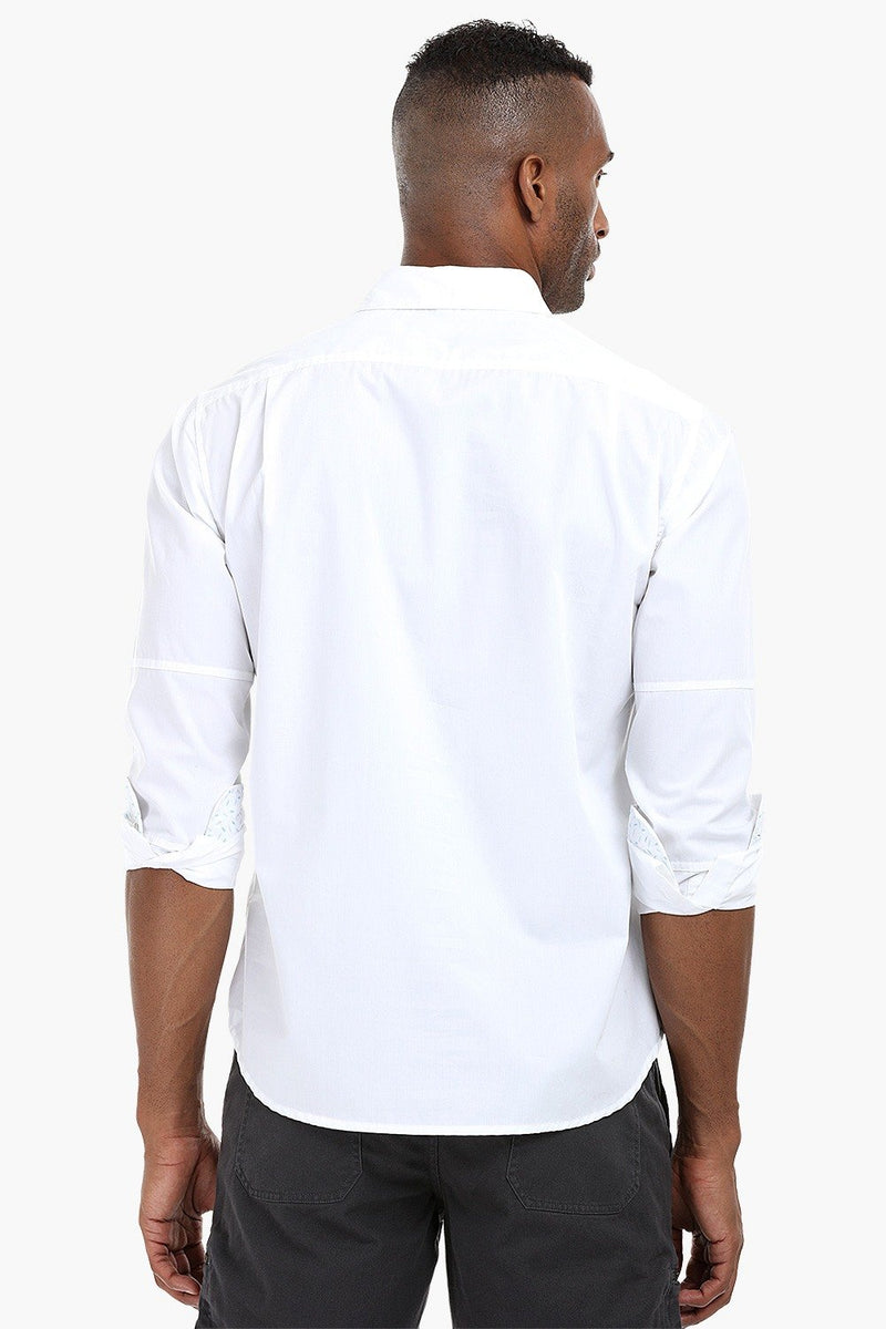 Panelled Sleeve Popover Cotton Shirt