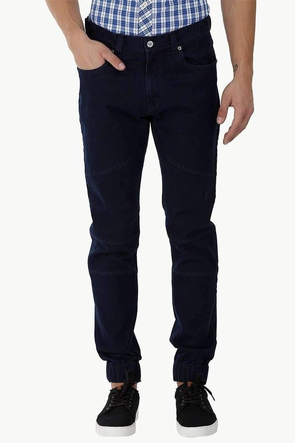 Patched Indigo Denim Cuff Joggers