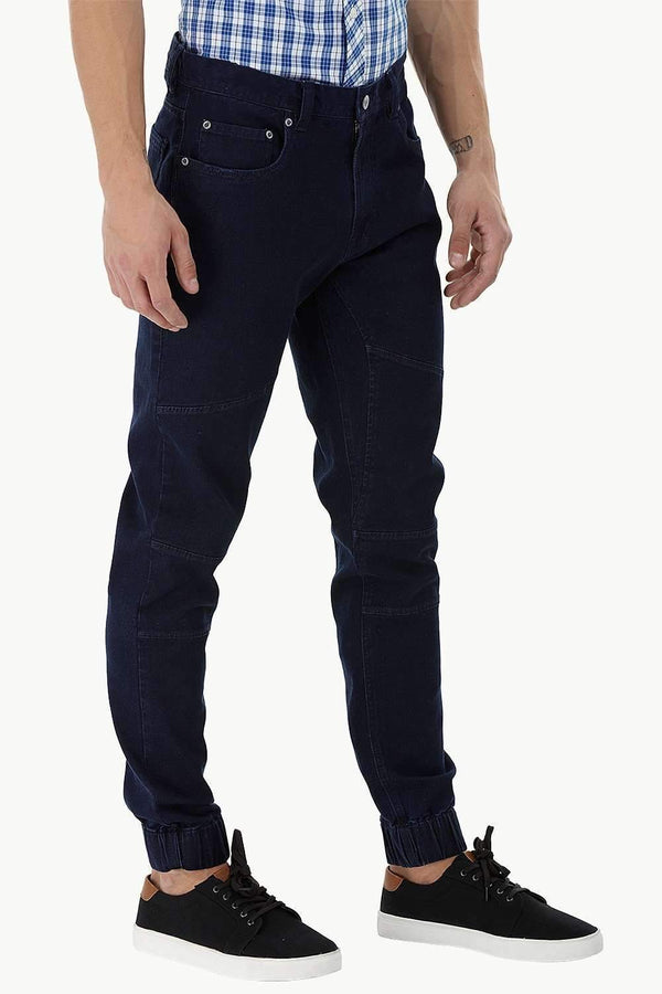 Patched Indigo Denim Cuff Joggers