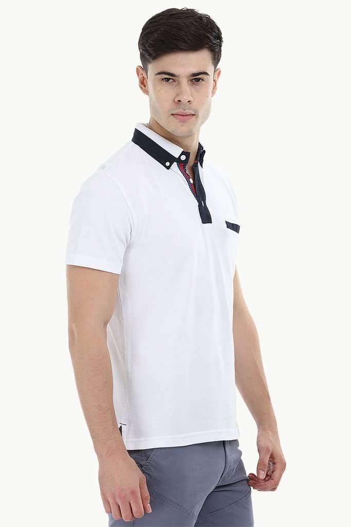 Pique Polo T-Shirt with Contrast Placket