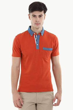 Pique Polo T-Shirt with Contrast Placket