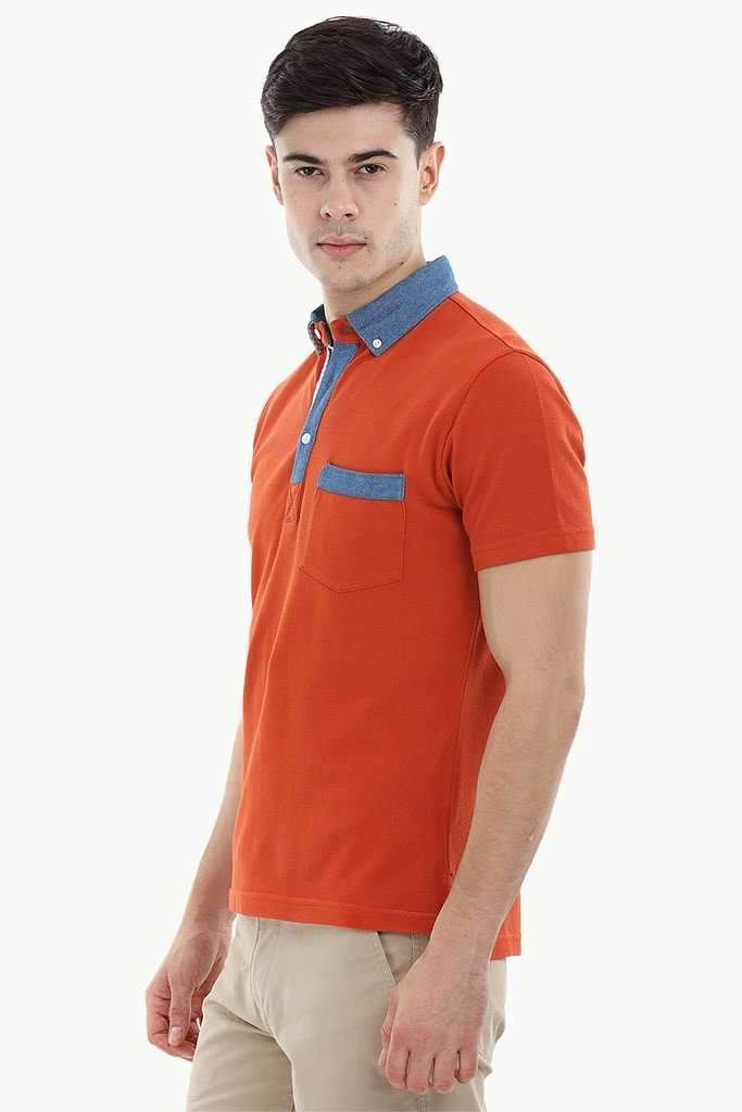 Pique Polo T-Shirt with Contrast Placket