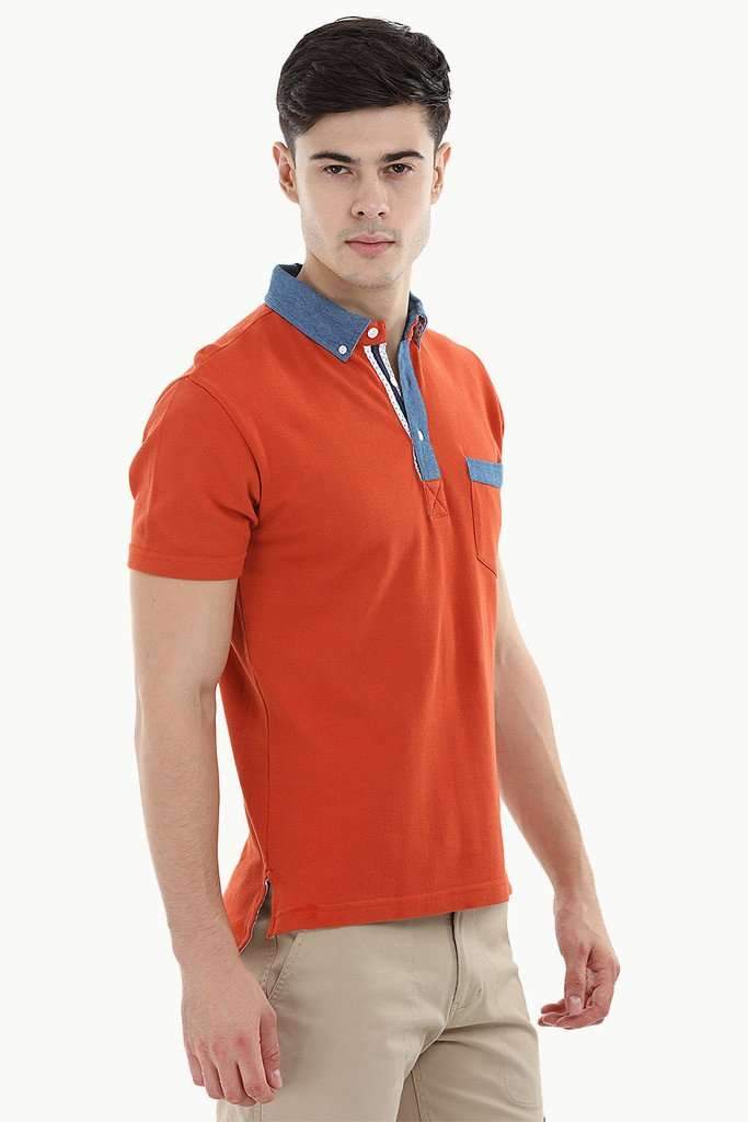 Pique Polo T-Shirt with Contrast Placket