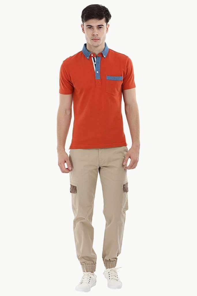 Pique Polo T-Shirt with Contrast Placket