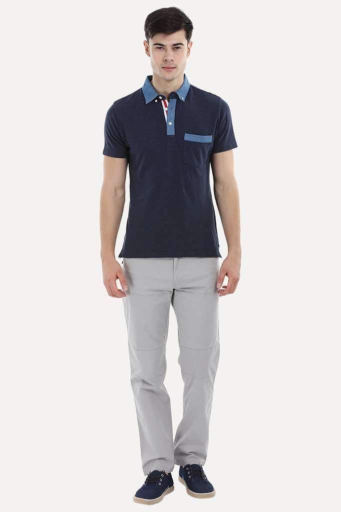 Polo T-Shirt with Contrast Placket