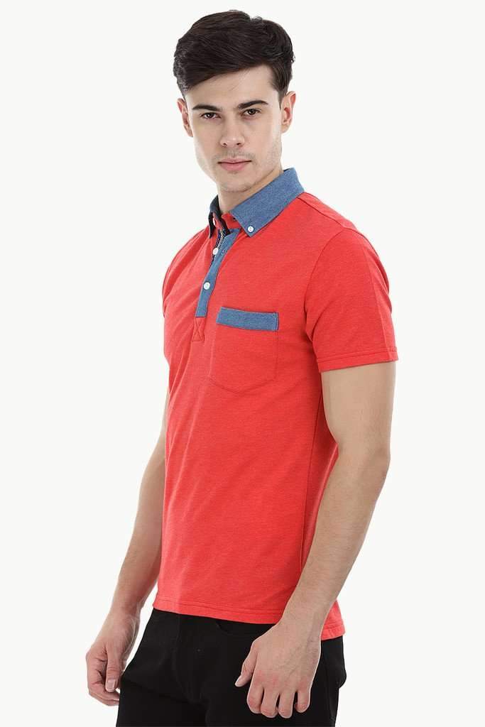 Polo T-Shirt with Contrast Placket