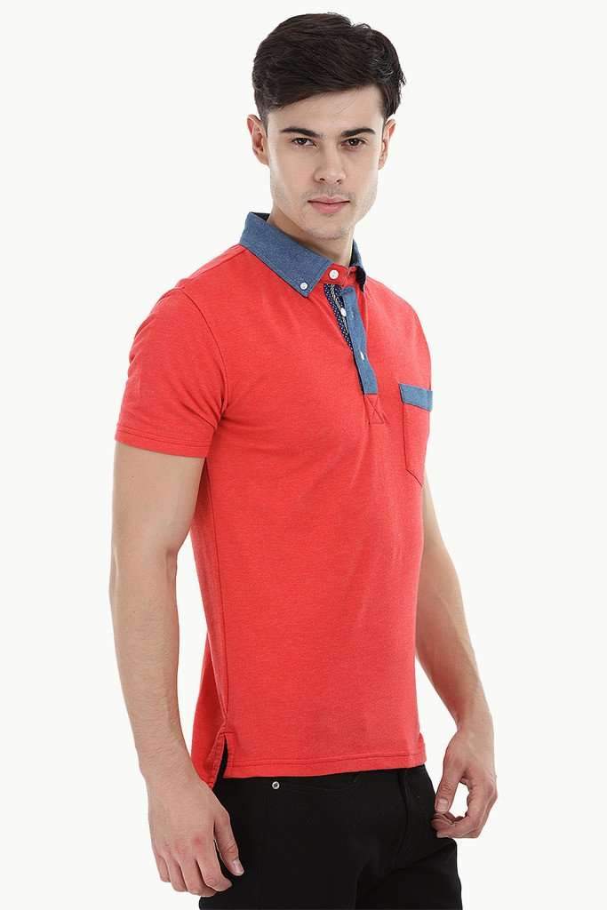 Polo T-Shirt with Contrast Placket