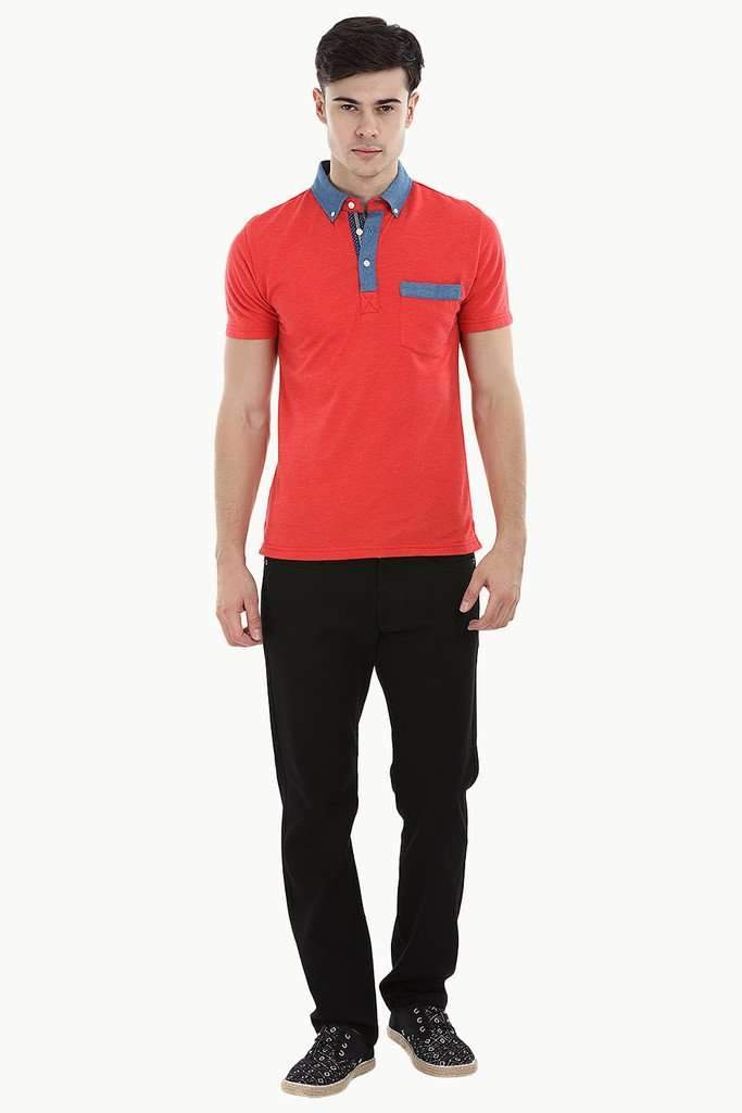 Polo T-Shirt with Contrast Placket