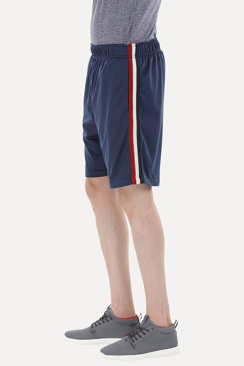 Polyester Mesh Shorts with Racing Stripes