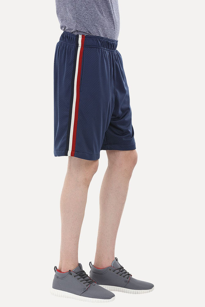 Polyester Mesh Shorts with Racing Stripes