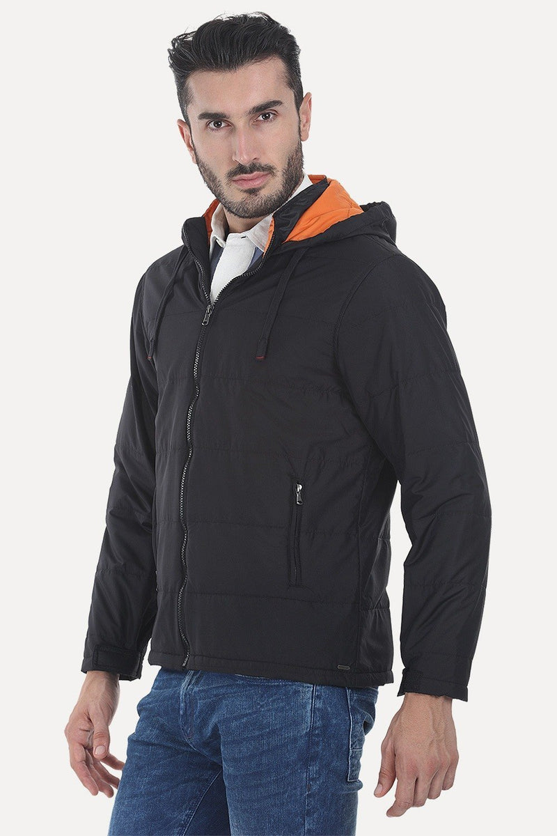 Polyester Padded Full Sleeves Hooded Cire Jacket