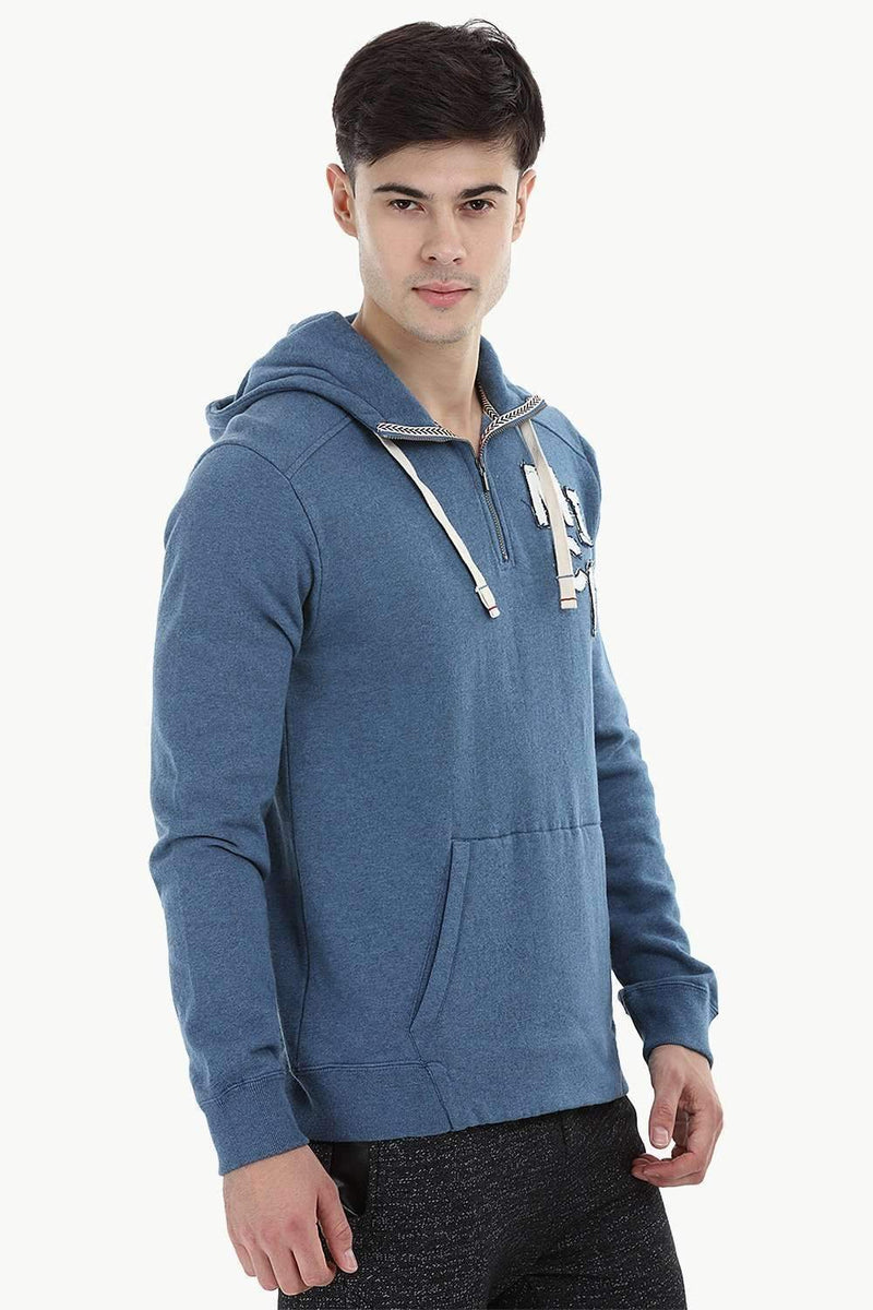 Popover Zip Embroidered Hoodie