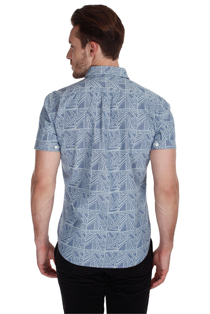 Printed Chambray Enzyme Wash Shirt