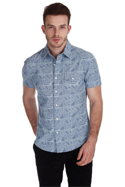 Printed Chambray Enzyme Wash Shirt