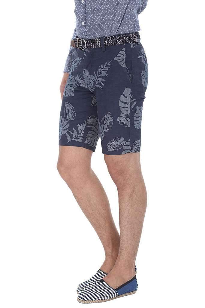 Printed Denim Slim Fit Shorts